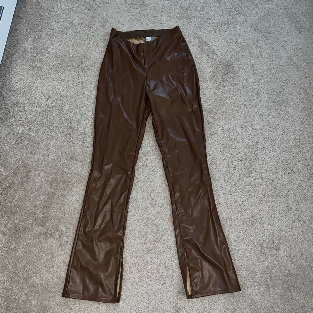 Brown leather pants